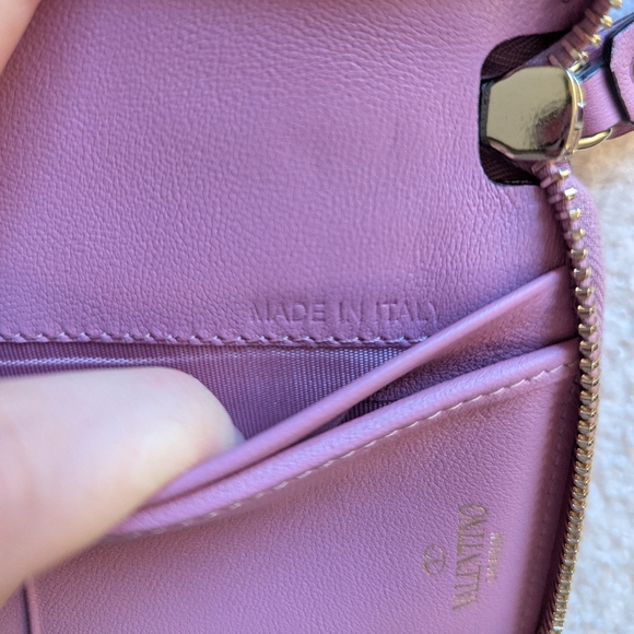 2 Piece! Valentino Garavani Rockstud Purple - Pink Wallet and Card Holder - Picture 8 of 16